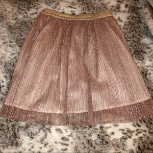 Sz 6 chiffon layered pink and gold sparkled skirt